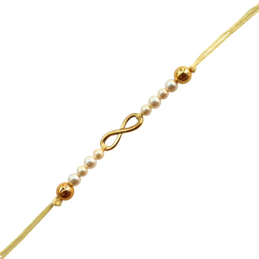 Metal Infinity Rakhi with Gold Thread